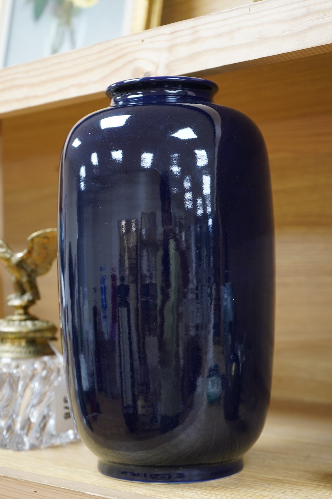 A Japanese blue ground vase, Kinkozan, Meiji period (1868–1912), 30cm